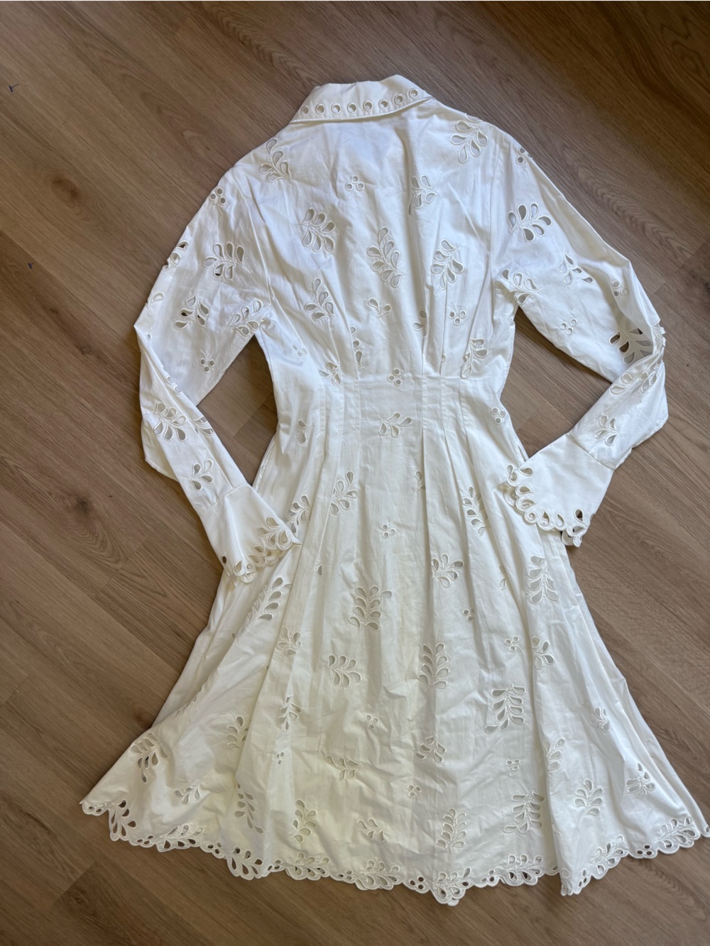 Simkhai Edna Embroidered Eyelet Midi Dress S White Brodie Anglaise Cotton Poplin - Picture 4 of 5